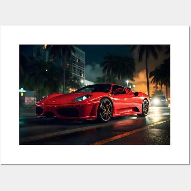 Ferrari F430 Scuderia in miami nights Wall Art by Cr-AI-tive